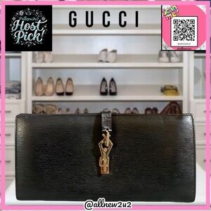 Gucci Limited Edition Horsebit Clasp Black Bifold Long Wallet Host Pick